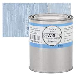 Gamblin Artist's Oil Color - Radiant Blue, 16 oz can and swatch