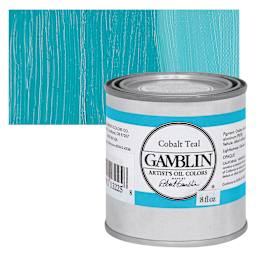 Gamblin Artist's Oil Color - Cobalt Teal, 8 oz Can and swatch