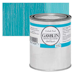 Gamblin Artist's Oil Color - Cobalt Teal, 16 oz Can and swatch