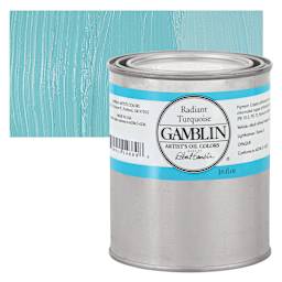 Gamblin Artist's Oil Color - Radiant Turquoise, 16 oz Can and swatch