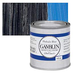 Gamblin Artist's Oil Color - Phthalo Blue, 8 oz Can and swatch
