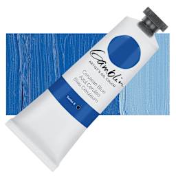 Gamblin Artist's Oil Color - Cerulean Blue, 37 ml tube and swatch