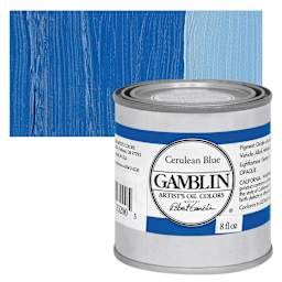 Gamblin Artist's Oil Color - Cerulean Blue, 8 oz Can and swatch