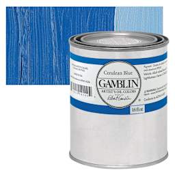 Gamblin Artist's Oil Color - Cerulean Blue, 16 oz Can and swatch