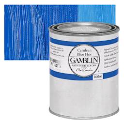 Gamblin Artist's Oil Color - Cerulean Blue Hue, 16 oz Can and swatch