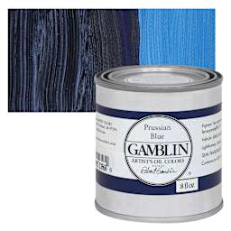 Gamblin Artist's Oil Color - Prussian Blue, 8 oz Can and swatch