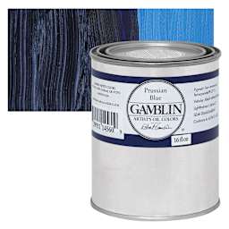 Gamblin Artist's Oil Color - Prussian Blue, 16 oz Can and swatch