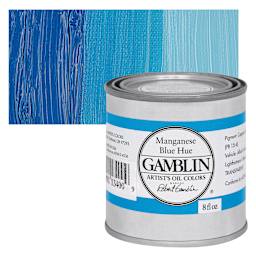 Gamblin Artist's Oil Color - Manganese Blue Hue, 8 oz Can and swatch