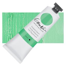 Gamblin Artist's Oil Color - Radiant Green, 37 ml tube and swatch