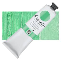 Gamblin Artist's Oil Color - Radiant Green, 150 ml tube and swatch