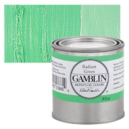 Gamblin Artist's Oil Color - Radiant Green, 8 oz can and swatch