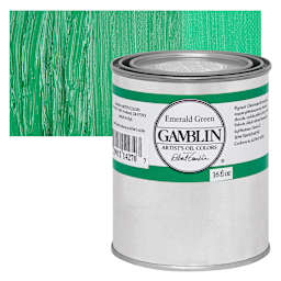 Gamblin Artist's Oil Color - Emerald Green, 16 oz Can and swatch