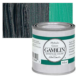 Gamblin Artist's Oil Color - Phthalo Green, 8 oz Can and swatch