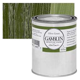 Gamblin Artist's Oil Color - Olive Green, 16 oz Can and swatch
