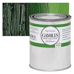 Gamblin Artist's Oil Color - Sap Green, 16 oz Can and swatch