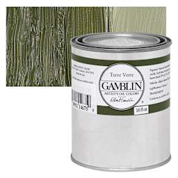 Gamblin Artist's Oil Color - Terre Verte, 16 oz Can and swatch