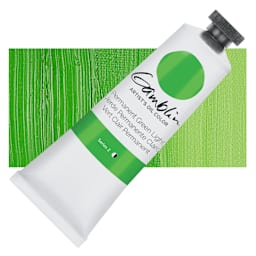 Gamblin Artist's Oil Color - Permanent Green Light, 37 ml tube and swatch