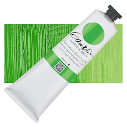 Gamblin Artist's Oil Color - Permanent Green Light, 150 ml tube and swatch