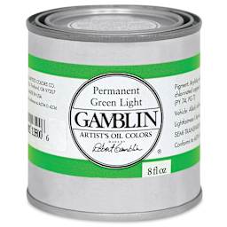 Gamblin Artist's Oil Color - Permanent Green Light, 8 oz Can