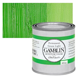 Gamblin Artist's Oil Color - Permanent Green Light, 8 oz Can and swatch