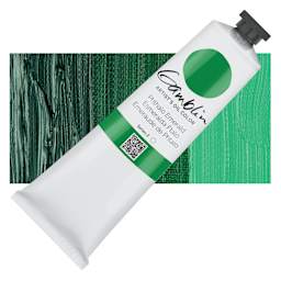 Gamblin Artist's Oil Color - Phthalo Emerald, 150 ml tube and swatch
