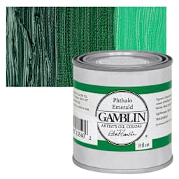 Gamblin Artist's Oil Color - Phthalo Emerald, 8 oz Can and swatch