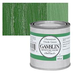 Gamblin Artist's Oil Color - Chromium Oxide Green, 16 oz Can and swatch