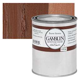Gamblin Artist's Oil Color - Burnt Sienna, 16 oz Can and swatch