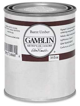 Gamblin Artist's Oil Color - Burnt Umber, 16 oz Can