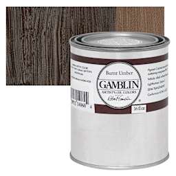 Gamblin Artist's Oil Color - Burnt Umber, 16 oz Can and swatch
