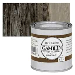 Gamblin Artist's Oil Color - Raw Umber, 8 oz Can and swatch