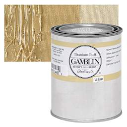 Gamblin Artist's Oil Color - Titanium Buff, 16 oz can and swatch
