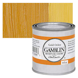Gamblin Artist's Oil Color - Gold Ochre, 8 oz Can and swatch