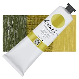 Gamblin Artist's Oil Color - Green Gold, 150 ml tube and swatch
