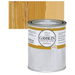 Gamblin Artist's Oil Color - Yellow Ochre, 16 oz Can and swatch
