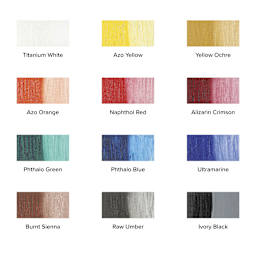 Shiva Oilstik Oil Paint - Set of 12, Iridescent, 37 ml, swatches