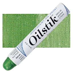 Shiva Oilstik Oil Paint - Iridescent Leaf Green oilstik and swatch