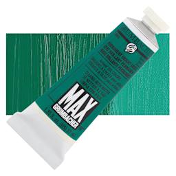 Grumbacher Max Artists' Water Miscible Oil Color - Permanent Bright Green, 37 ml tube and swatch