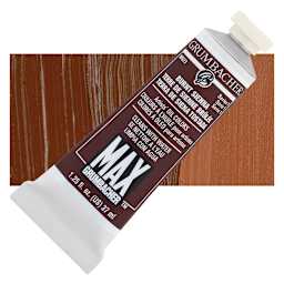 Grumbacher Max Artists' Water Miscible Oil Color - Burnt Sienna, 37 ml tube and swatch