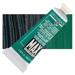 Grumbacher Max Artists' Water Miscible Oil Color - Thalo Green (Blue Shade), 37 ml tube and swatch