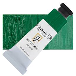 Shiva Signature Artist Oil Color - Cobalt Green, 37 ml Tube and swatch