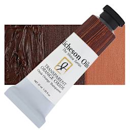 Shiva Signature Artist Oil Color - Transparent Orange Oxide, 37 ml Tube and swatch