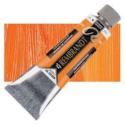 Rembrandt Artists' Oil Color - Cadmium Orange, 150 ml tube and swatch