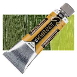 Rembrandt Artists' Oil Color - Transparent Yellow Green, 150 ml tube and swatch