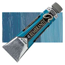 Rembrandt Artists' Oil Color - Cobalt Turquoise Blue, 40 ml tube and swatch
