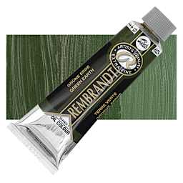 Rembrandt Artists' Oil Color - Green Earth, 150 ml tube and swatch