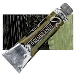 Rembrandt Artists' Oil Color - Olive Green, 40 ml tube and swatch