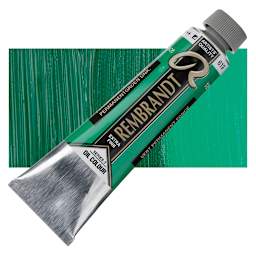 Rembrandt Artists' Oil Color - Permanent Green Deep, 40 ml tube and swatch