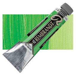 Rembrandt Artists' Oil Color - Permanent Green Light, 40 ml tube and swatch