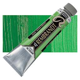 Rembrandt Artists' Oil Color - Permanent Green Medium, 40 ml tube and swatch